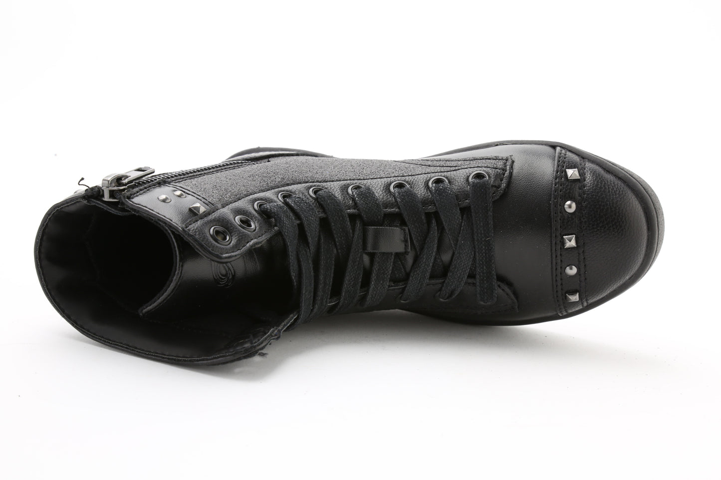 Pastry Military Glitz Youth Sneaker Boot in Black/Black top view