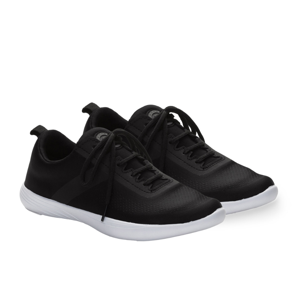 Pair of Pastry Adult Studio Trainer Women's Sneaker in Black/White in 3 quarter view