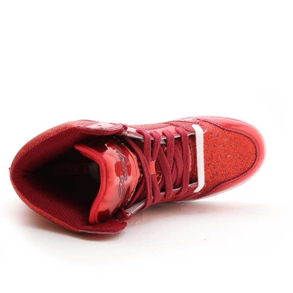 Pastry Glam Pie Glitter Adult Sneaker in Red top view