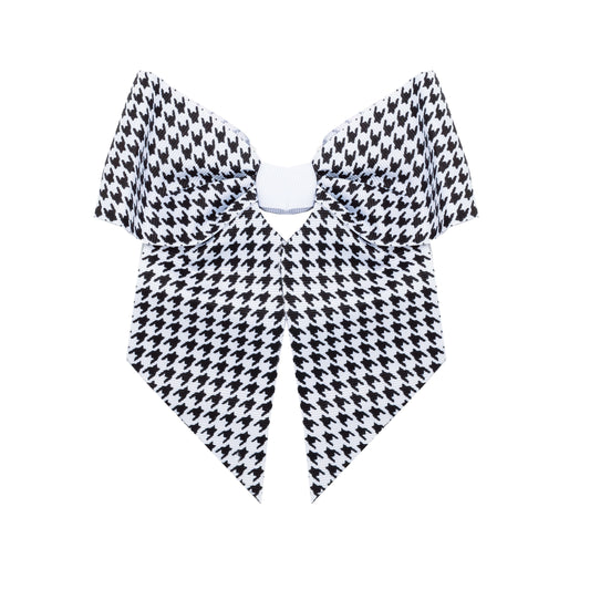 Pastry Slant Tail Print Bow in Houndstooth
