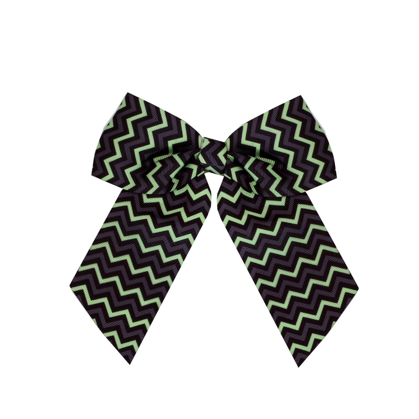 Pastry Slant Tail Print Bow in Lime Chevron