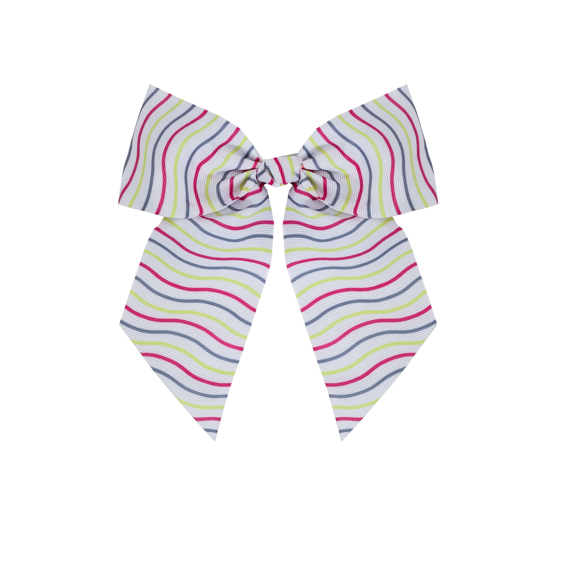 Pastry Slant Tail Print Bow in Rainbow Wave