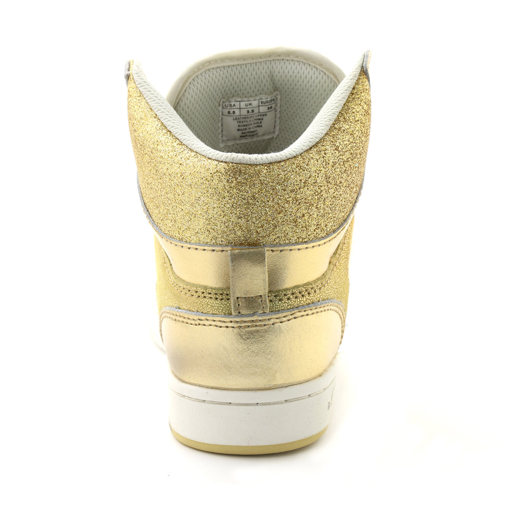 Pastry Glam Pie Glitter Adult Women's Sneaker in Gold back view