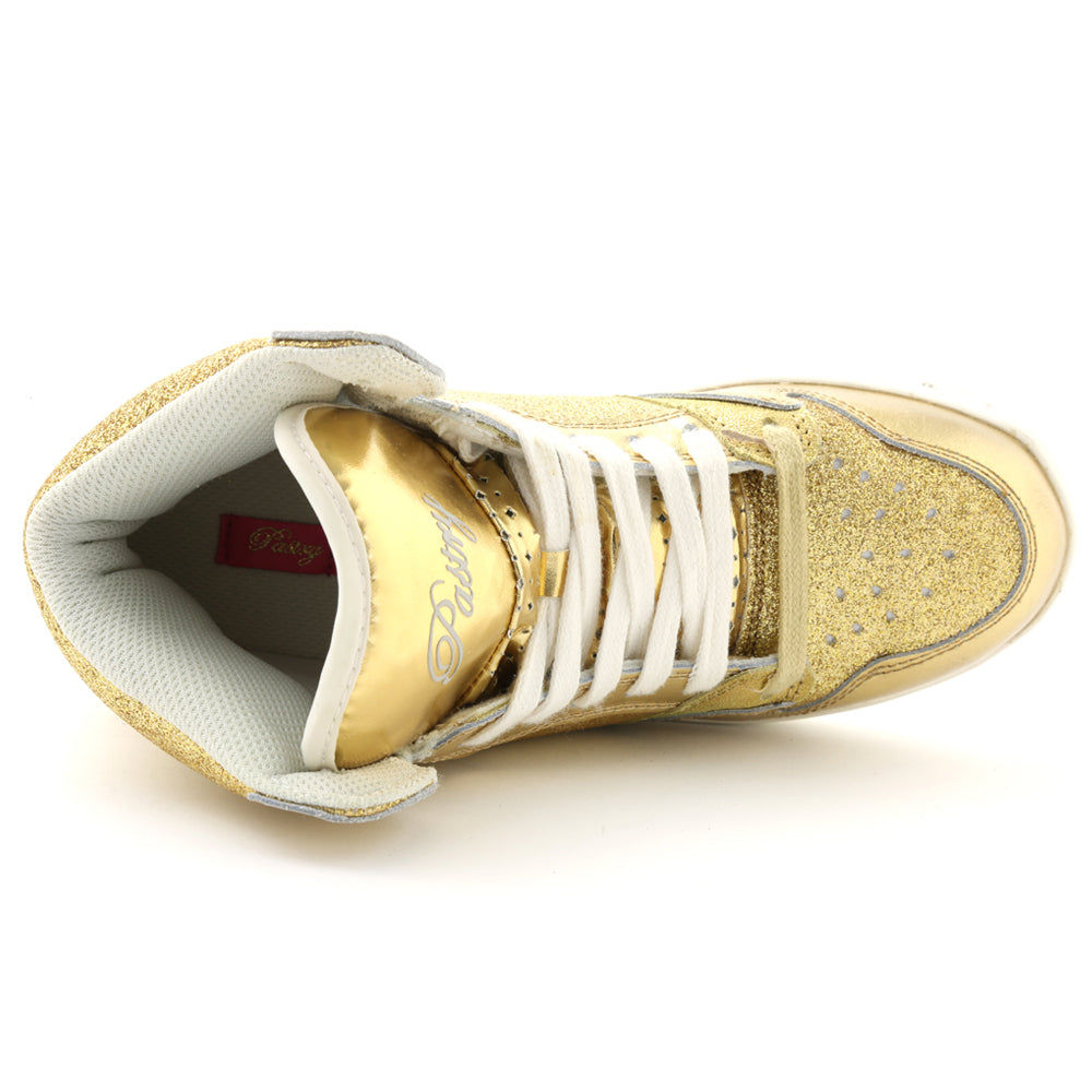 Pastry Glam Pie Glitter Adult Women's Sneaker in Gold top view