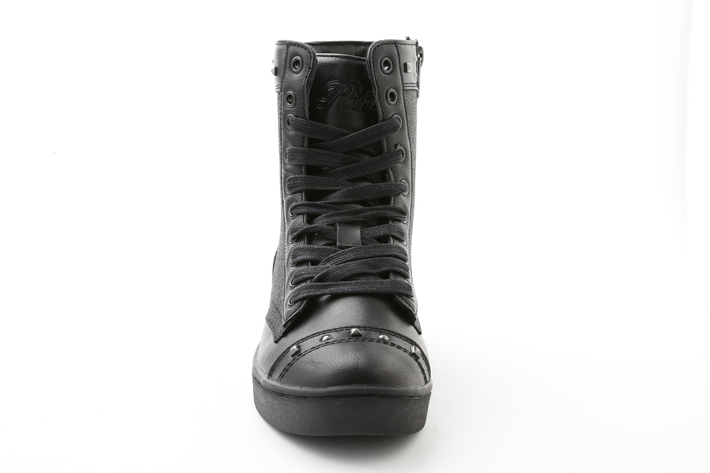 Pastry Military Glitz Adult Women's Sneaker Boot in Black/Black front view