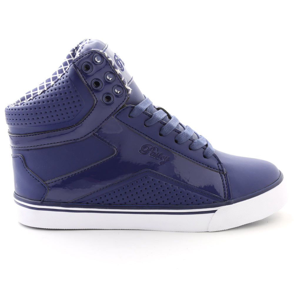Pastry Pop Tart Grid Adult Women's Sneaker in Navy lateral view