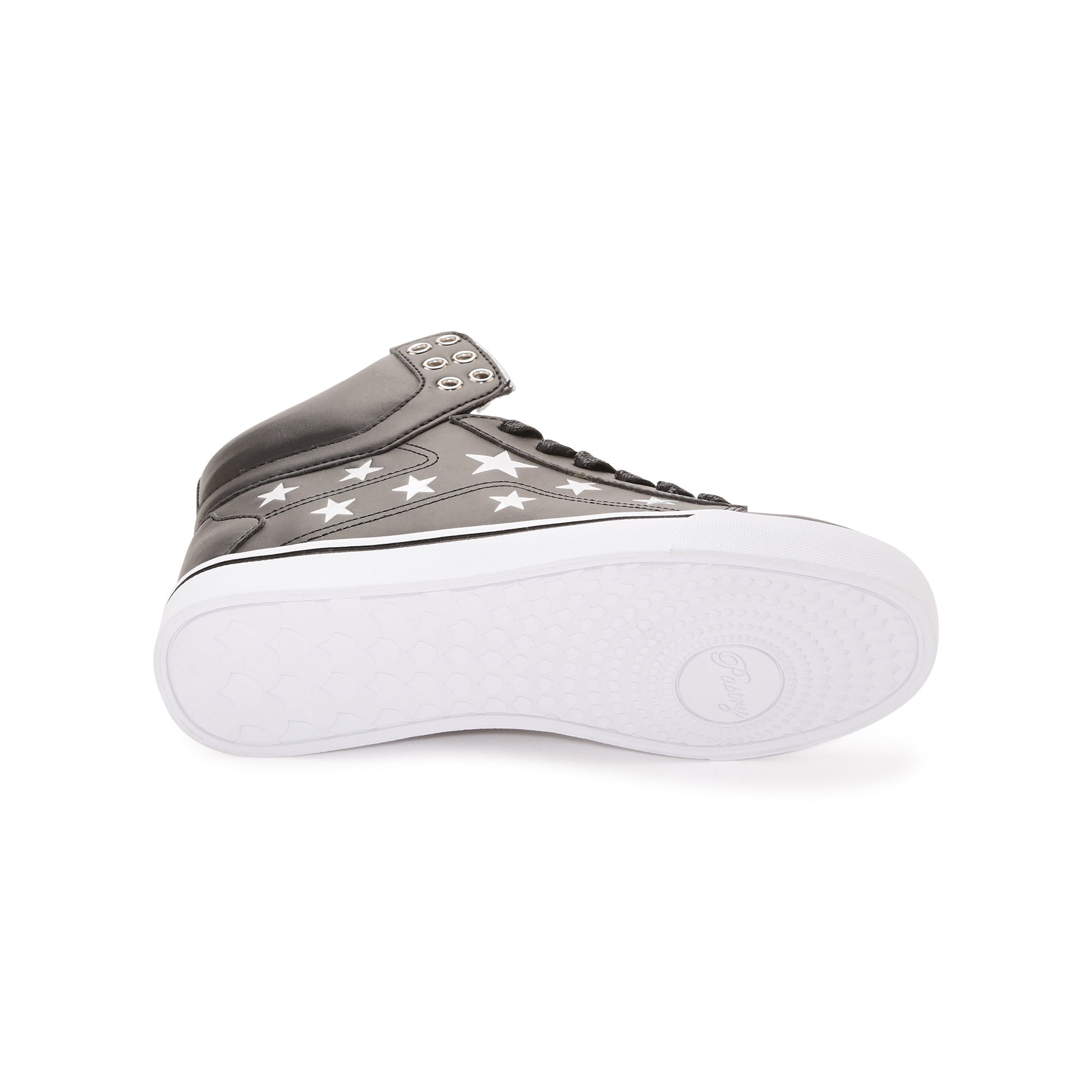 Pastry Pop Tart Star Youth Sneaker in Black/Silver outsole view