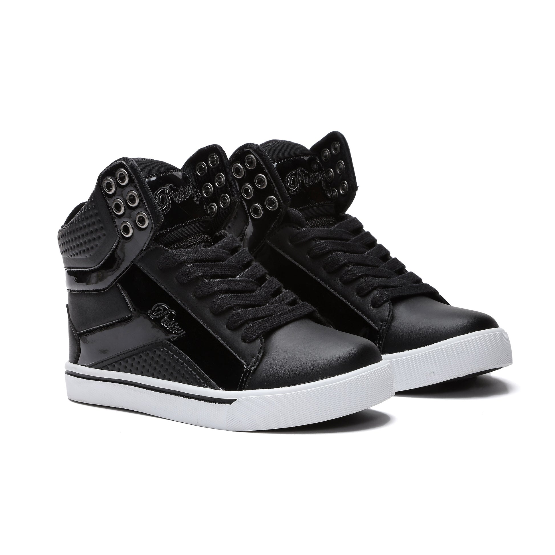 Pair of Pastry Pop Tart 2.0 Youth Sneaker in Black/White in 3 quarter view