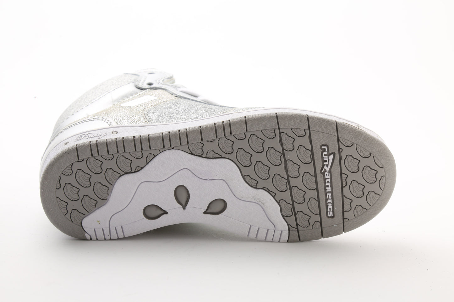 Pastry Glam Pie Glitter Youth Sneaker in Silver outsole view