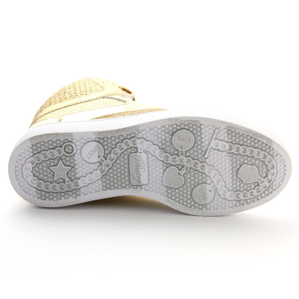 Pastry Pop Tart Glitter Youth Sneaker in Gold outsole view