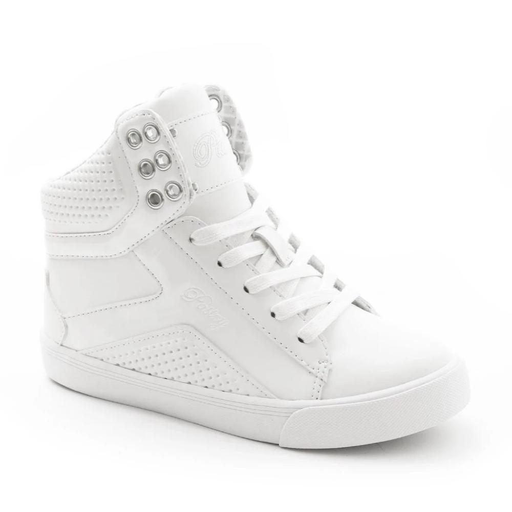 Pastry Pop Tart Grid Youth Sneaker in White in 3 quarter view