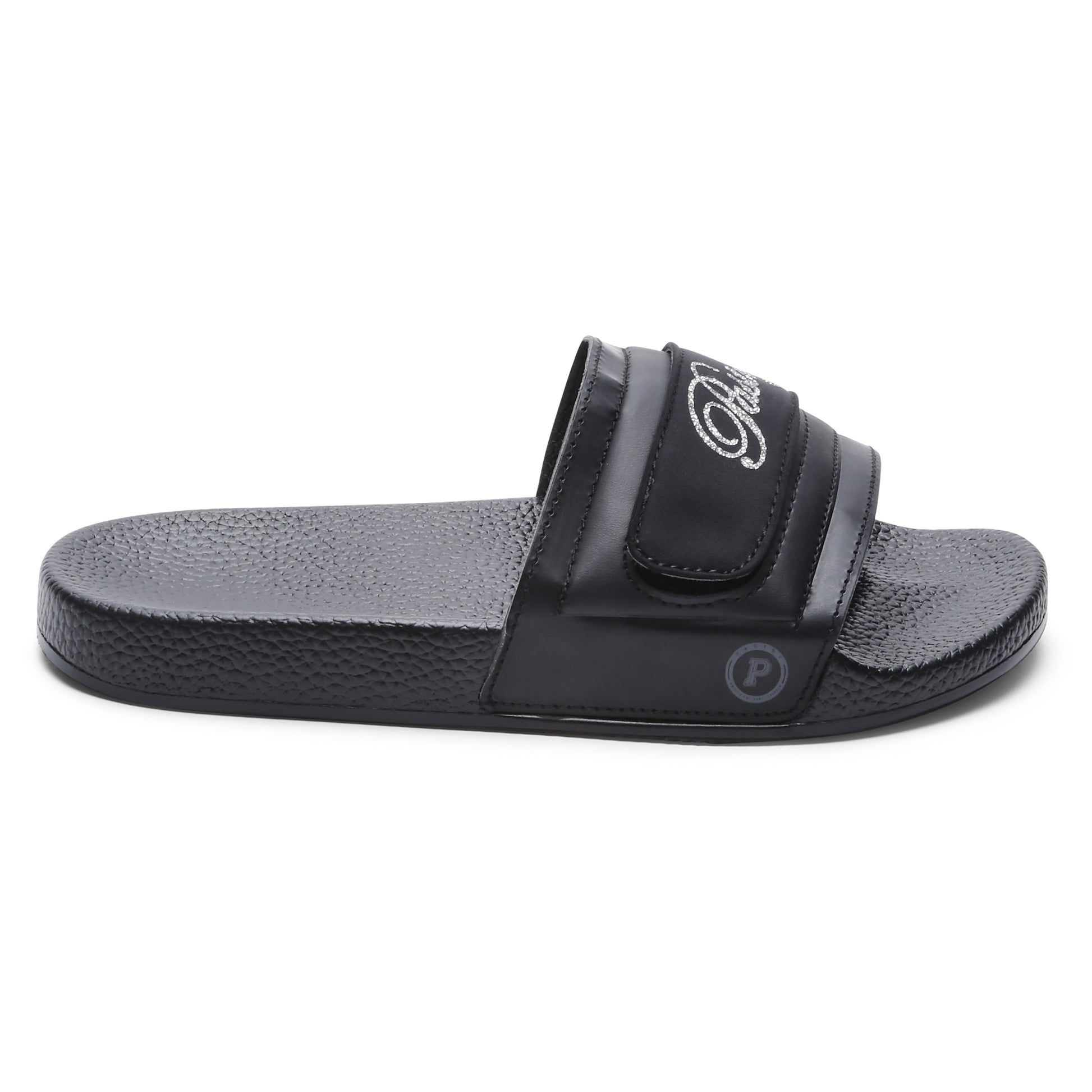 Pastry Adult Women's Recovery Slide Customized with Pastry Logo Straps lateral view