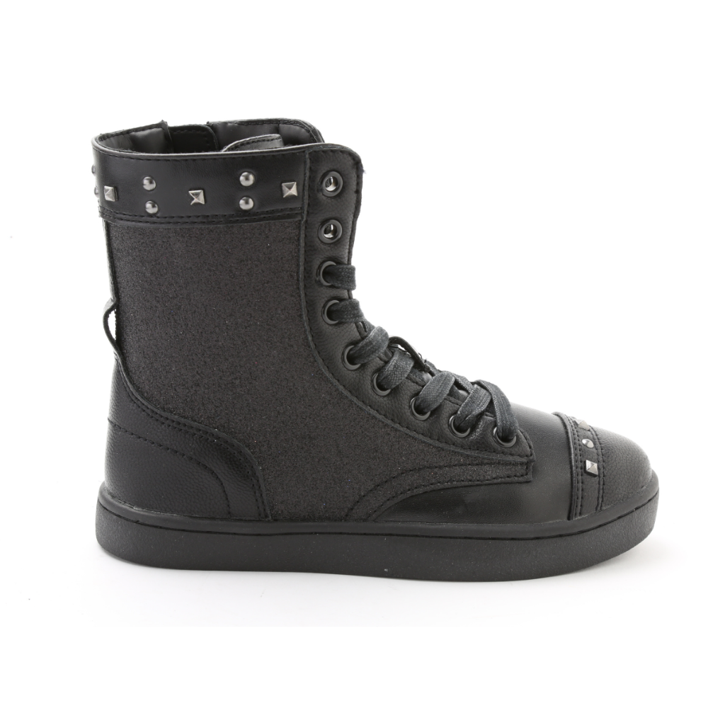 Pastry Military Glitz Youth Sneaker Boot in Black/Black lateral view