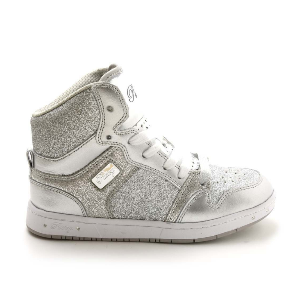 Pastry Glam Pie Glitter Youth Sneaker in Silver lateral view