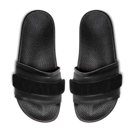 Pair of Pastry Adult Women's Recovery Slide in Black with Blank Straps top view