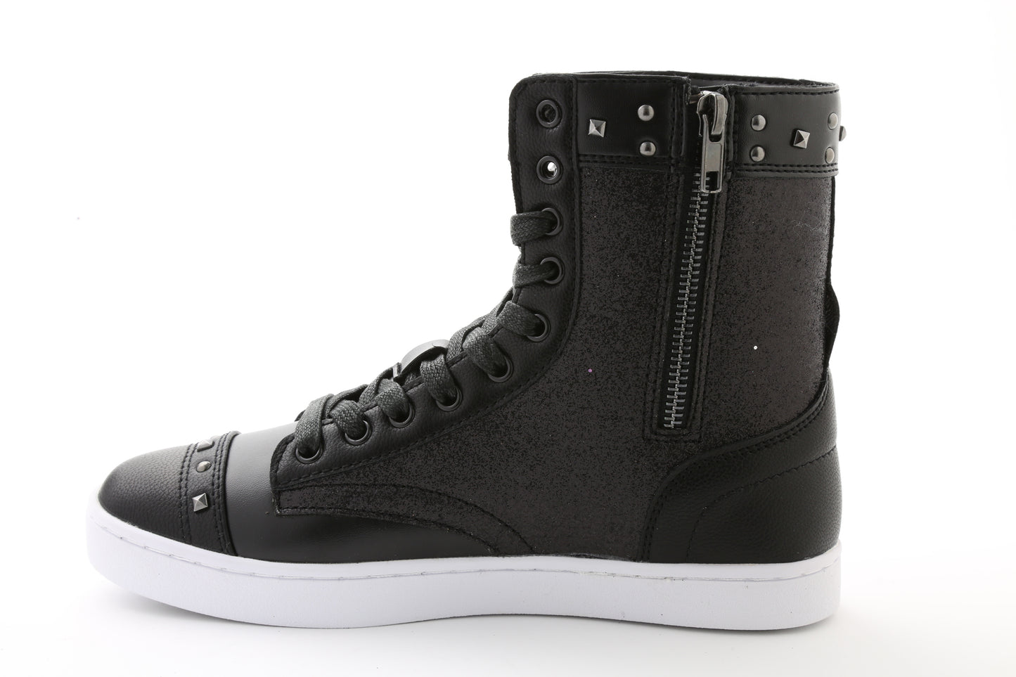 Pastry Military Glitz Adult Women's Sneaker Boot in Black/White median view
