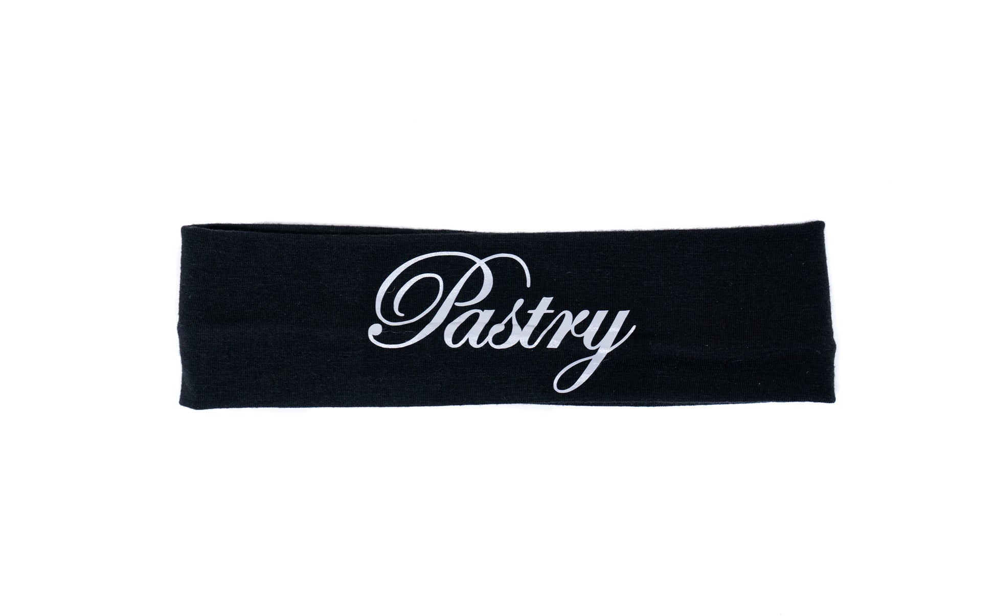 Pastry Spirit Headband in navy blue with Pastry Silver Logo in Black