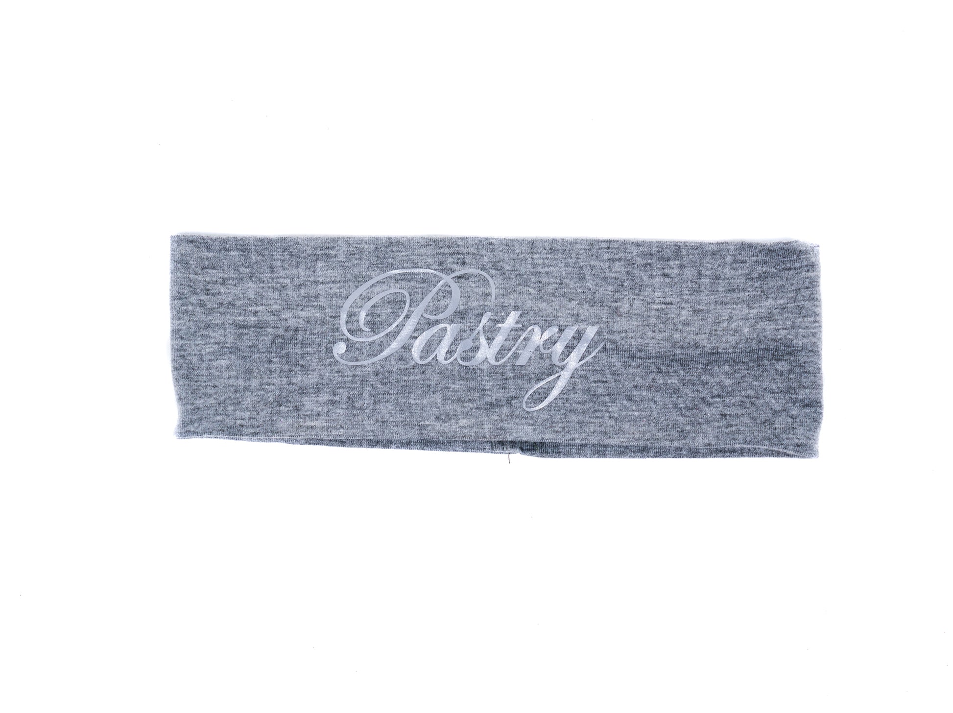 Pastry Spirit Headband in navy blue with Pastry Silver Logo in Grey