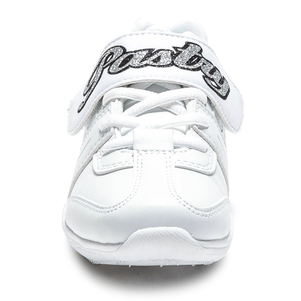 Pastry Custom Spirit Youth Cheer Sneaker in White with Customized Option front view