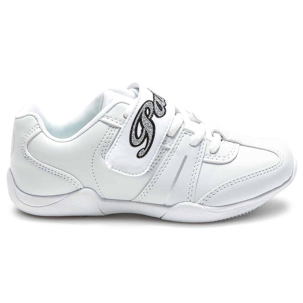Pastry Custom Spirit Youth Cheer Sneaker in White with Customized Option lateral view
