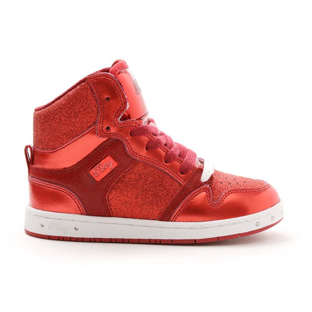 Pastry Glam Pie Glitter Youth Sneaker in Red lateral view