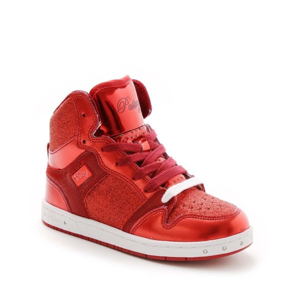 Pastry Glam Pie Glitter Youth Sneaker in Red in 3 quarter view