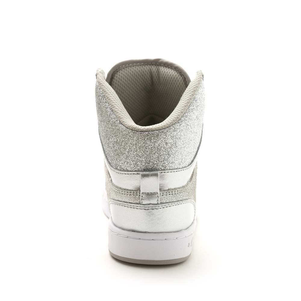 Pastry Glam Pie Glitter Youth Sneaker in Silver back view