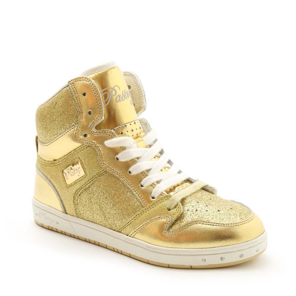 Pastry Glam Pie Glitter Adult Women's Sneaker in Gold in 3 quarter view